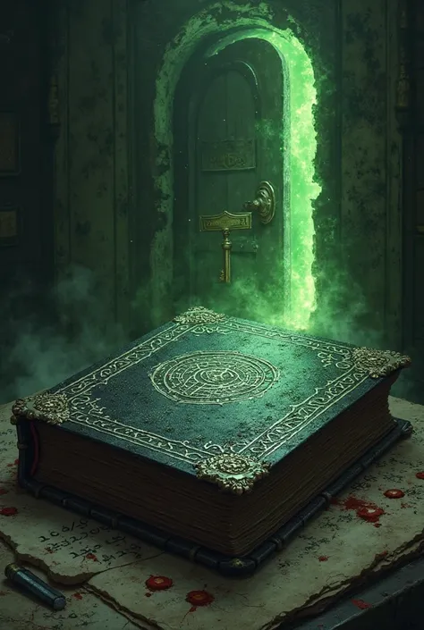 create the image that comes to mind if I tell you Book of Madness: the Door is the Key. the tones must be dark and ancient. The main colors black, red , silver and green.

