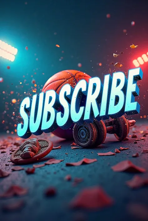 Create a YouTube banner that reflects the word Subscribe that is about sports