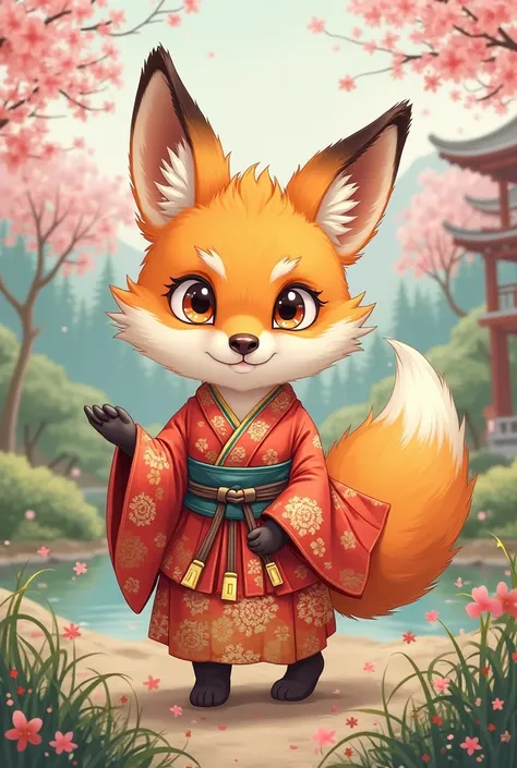 Cartoon Japanese fox