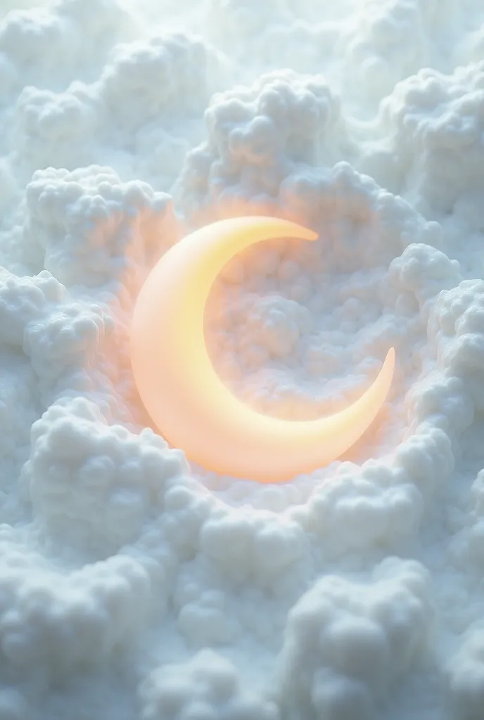  picture of a crescent in a white foam shampoo texture 