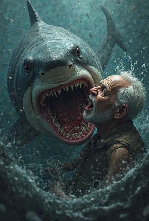 shark eating very old grandpa 