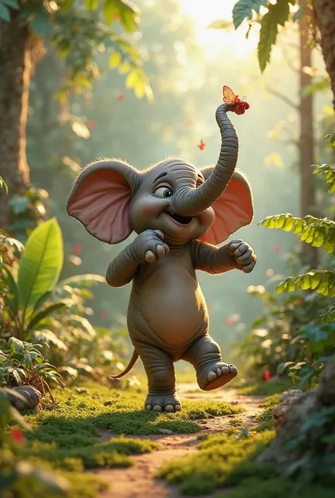 Elephant going on the dance in jungle  3d animation photo 