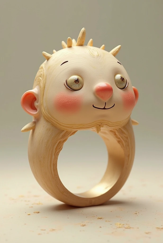 A ring with a face and that has Down syndrome