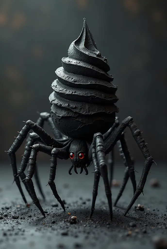 Make a video  black ice cream turns into a black spider