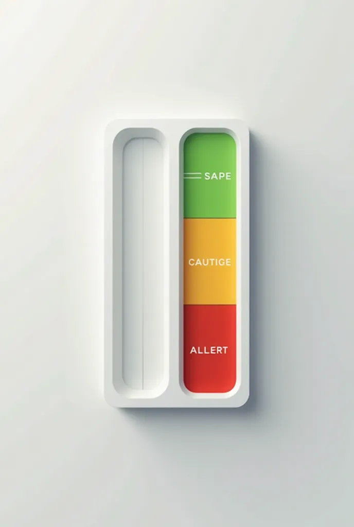 Vertical progress bar with green colors ( sure), yellow (Careful) and red (critical alert).