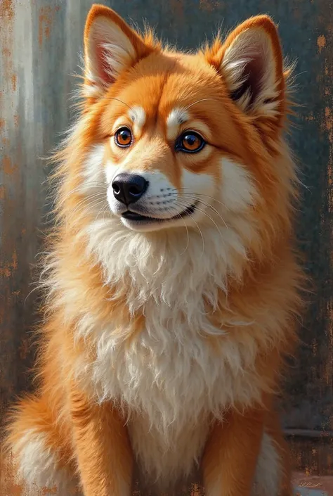 detailed fluffy fur texture, impasto impressionism, (by foxovh, ross tran, michael garmash, pino daeni, iskra), detailed eyes, highly detailed pupils, solo, furry, anthro, Liberty-pp, domestic dog, female, brown eyes, golden fur, light brown body, fur body...