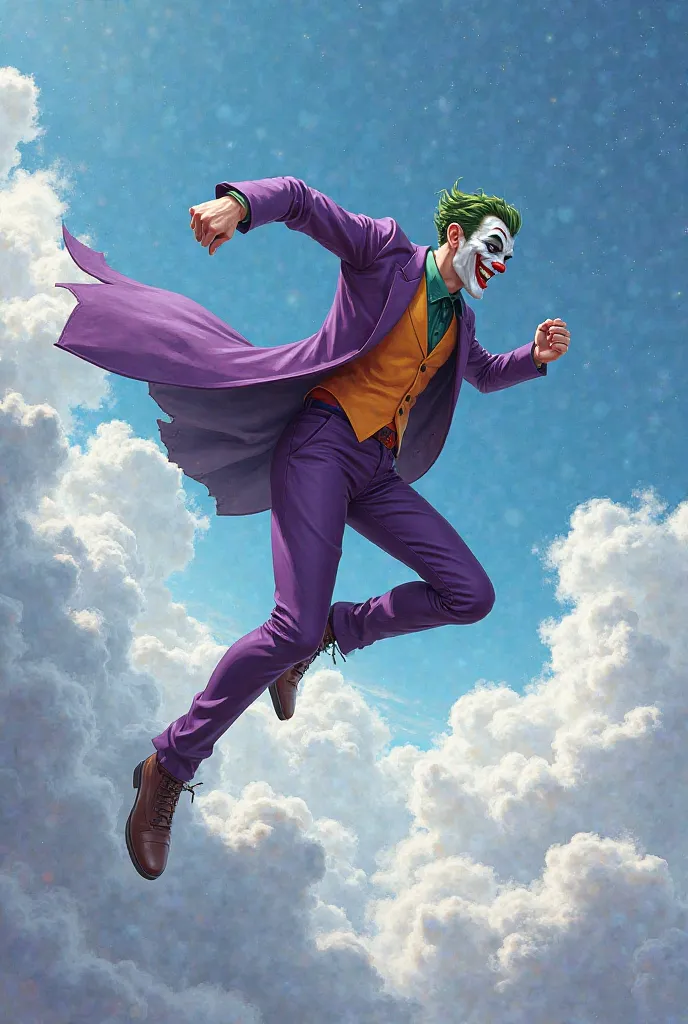 Joker jumping in the clouds