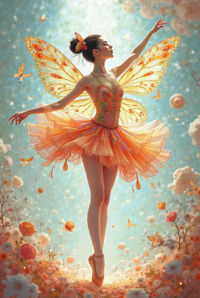 Butterfly ballerina with cool cartoon clothes  