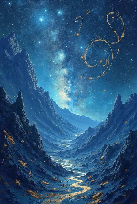 blue galaxy background with golden paint