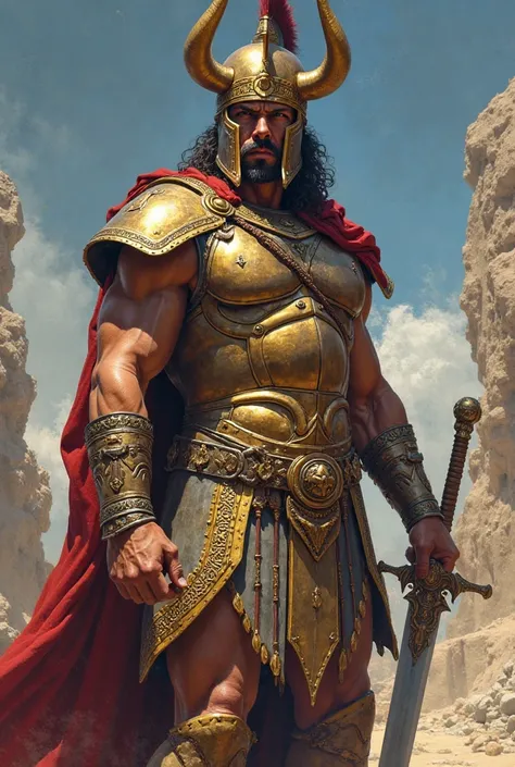 A Greek warrior with a helmet and sword