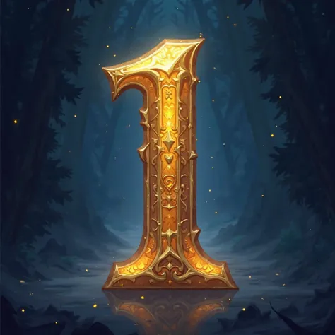 number one(gold) icon for role-playing game, world of warcraft style, blue background