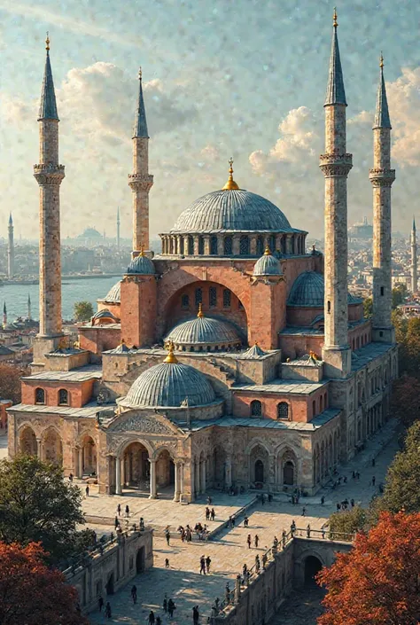 Create a picture of how the Ottomans converted the Church of Constantines into a mosque.