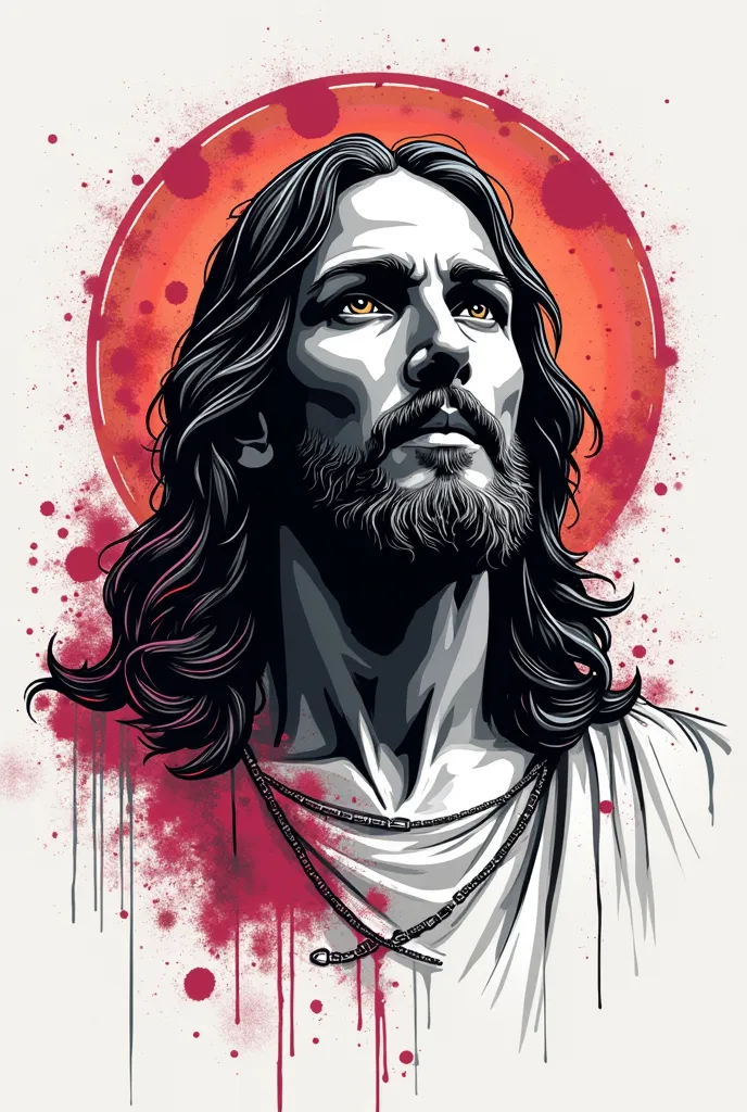 Generate a vectorized logo with the image of Jesus Christ in graffiti style for t-shirt prints 