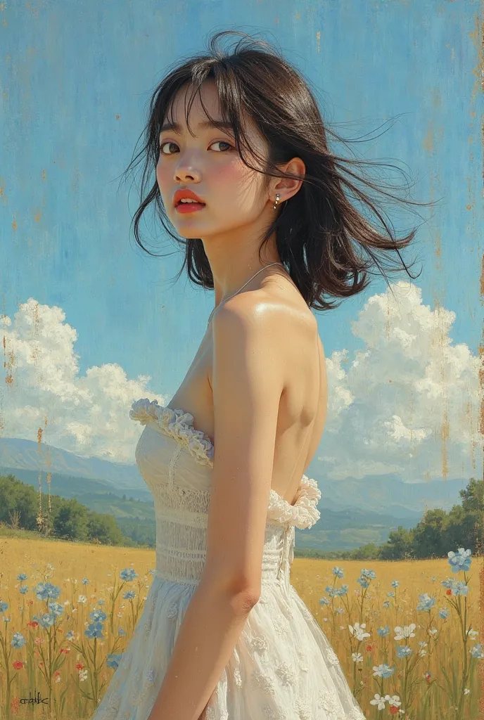 evokes a sense of dynamism and intensity of emotion、Beautiful legs、Girl Before Growing Up、（Japanese  actor girl） images、Topless nude portrait staring into the distance、あらゆる点で美しい奇跡の images、fine texture and emotion、8K High Quality 、The best emotion、写真品質、Shar...