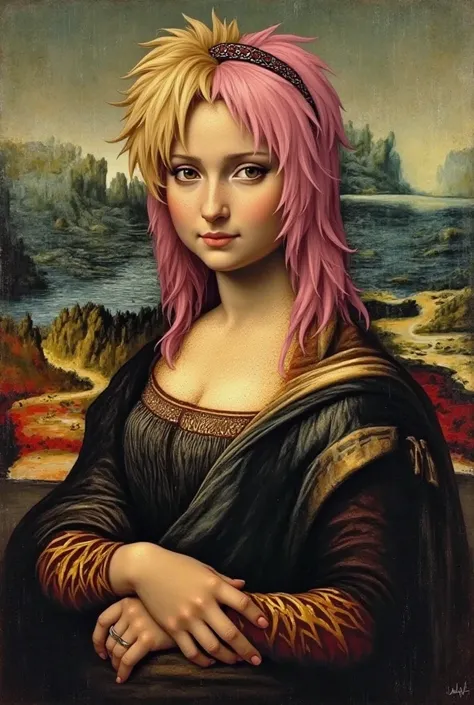 draw naruto sakura in the style of Leonardo Davinci mono lisa