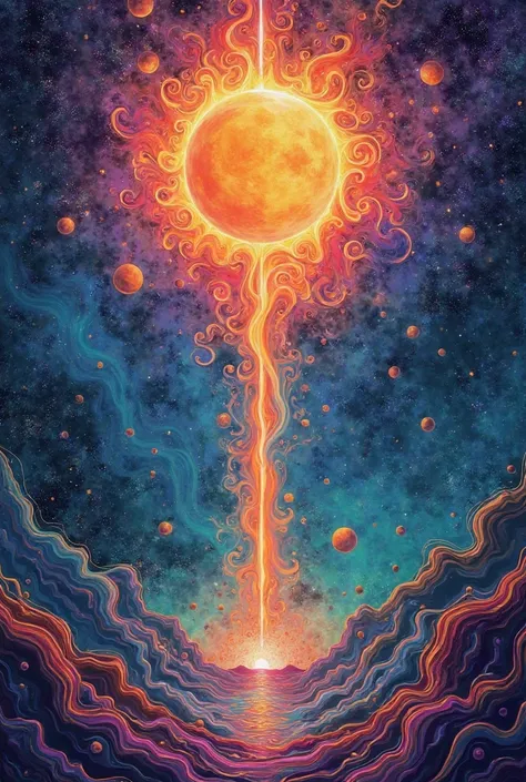 Symbolism, multicolor, psychedelic, space, mystery, a sun 