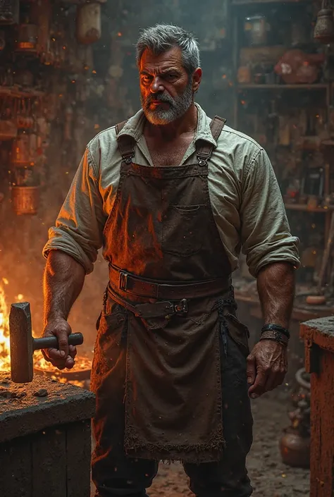 Antique-styled male protagonist，Blacksmith