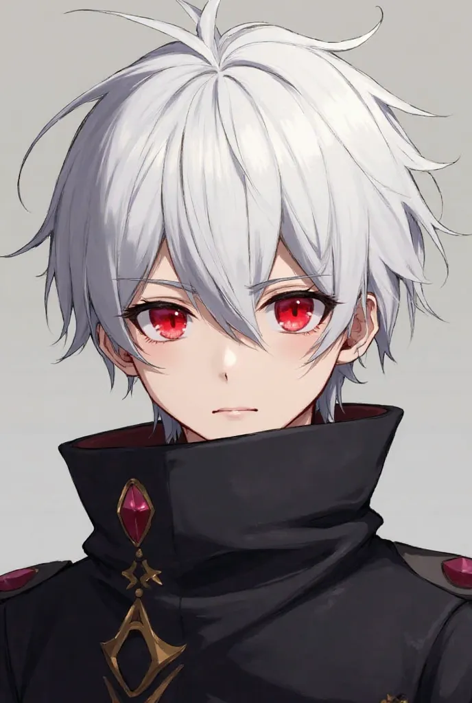 "A young man with white hair and red eyes, characterized by his soft-spoken nature and his unusual method of communication: he speaks only in rice ball ingredients. Toge wears a high-collared, dark jacket that covers much of his face, leaving only his eyes...