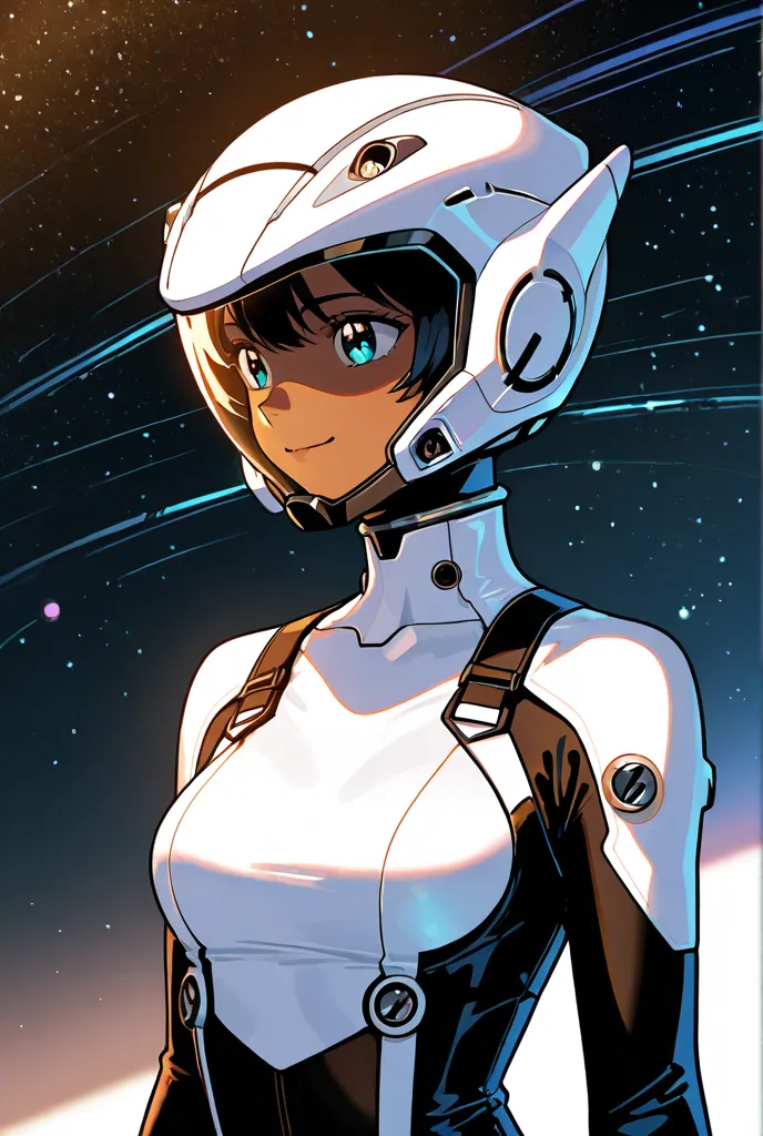 Make me an avatar girl with brown skin and who wears a helmet with cat ears and who can't see her face for a vtuber