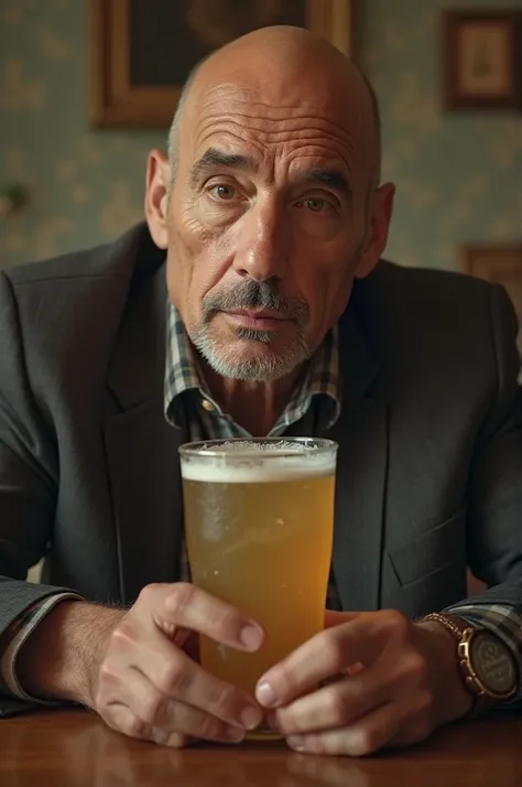 Stanley tucci holding a ginger ale
