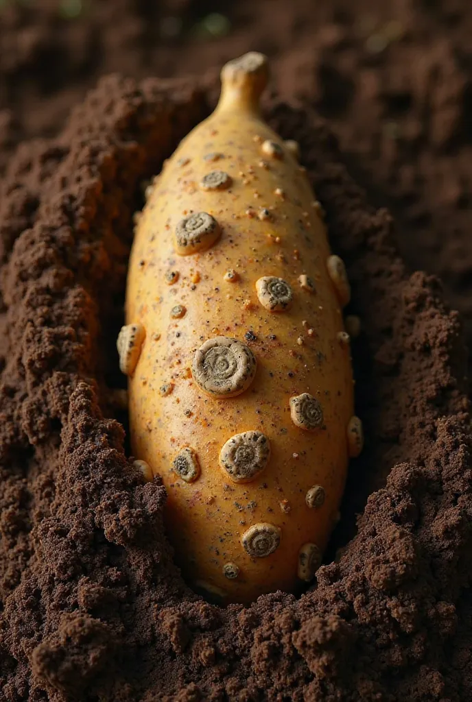 A photo showing the cassava root inside the earth