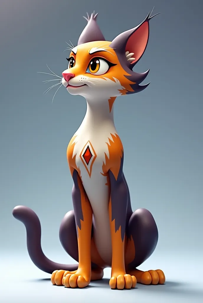 Genera al animal "Wild cat" with a gray humanoid shape and with a Cartoon style, looking to the left and not having a background 