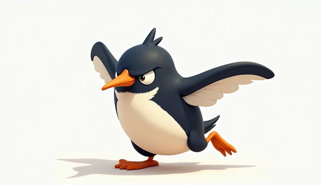 a cartoon determined pinguin getting ready to go as fast as possible