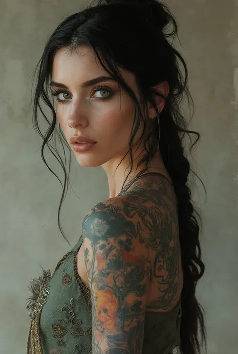 Brunette model with tattoos