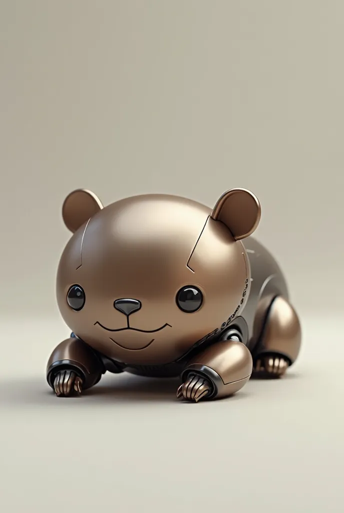 Super realistic, chibi, android in the shape of a mole, one mole, entire mole drawn, small ears, on all fours, prone position, brown metallic in color, 3D, cool, no body hair. No background.