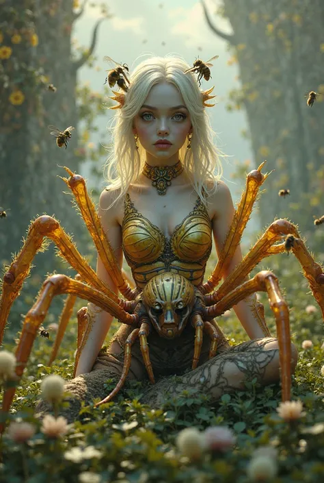 Woman with part of a spider is a bee's ass 