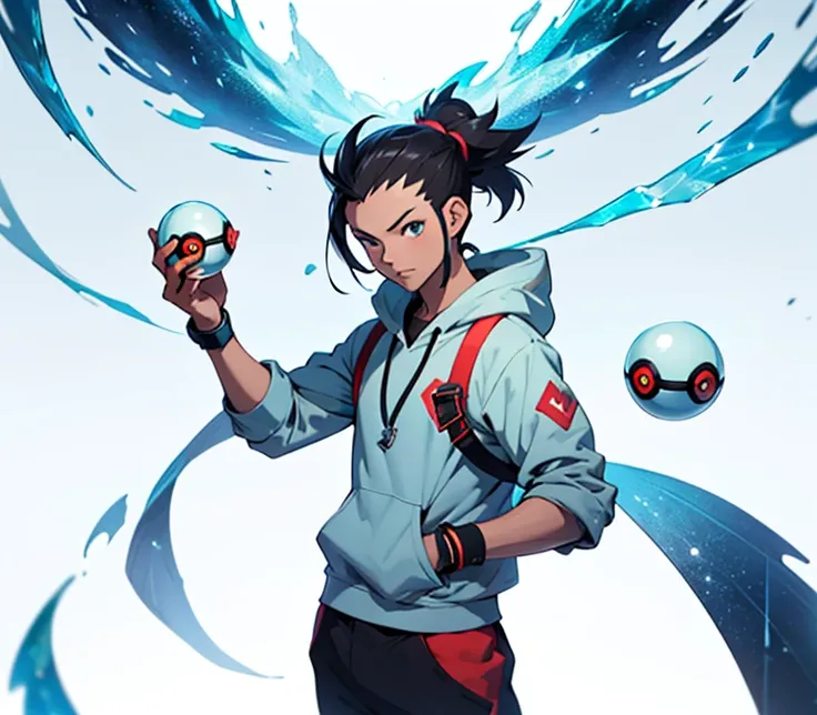 I want to create an avatar that represents me in my role as a Pokémon trainer I am an ice-type trainer, my name is iceditrainer in all games (Ice for ice, say by my real name). I want it with an anime manga style inspired by Pokemon, That I have a blue Pok...