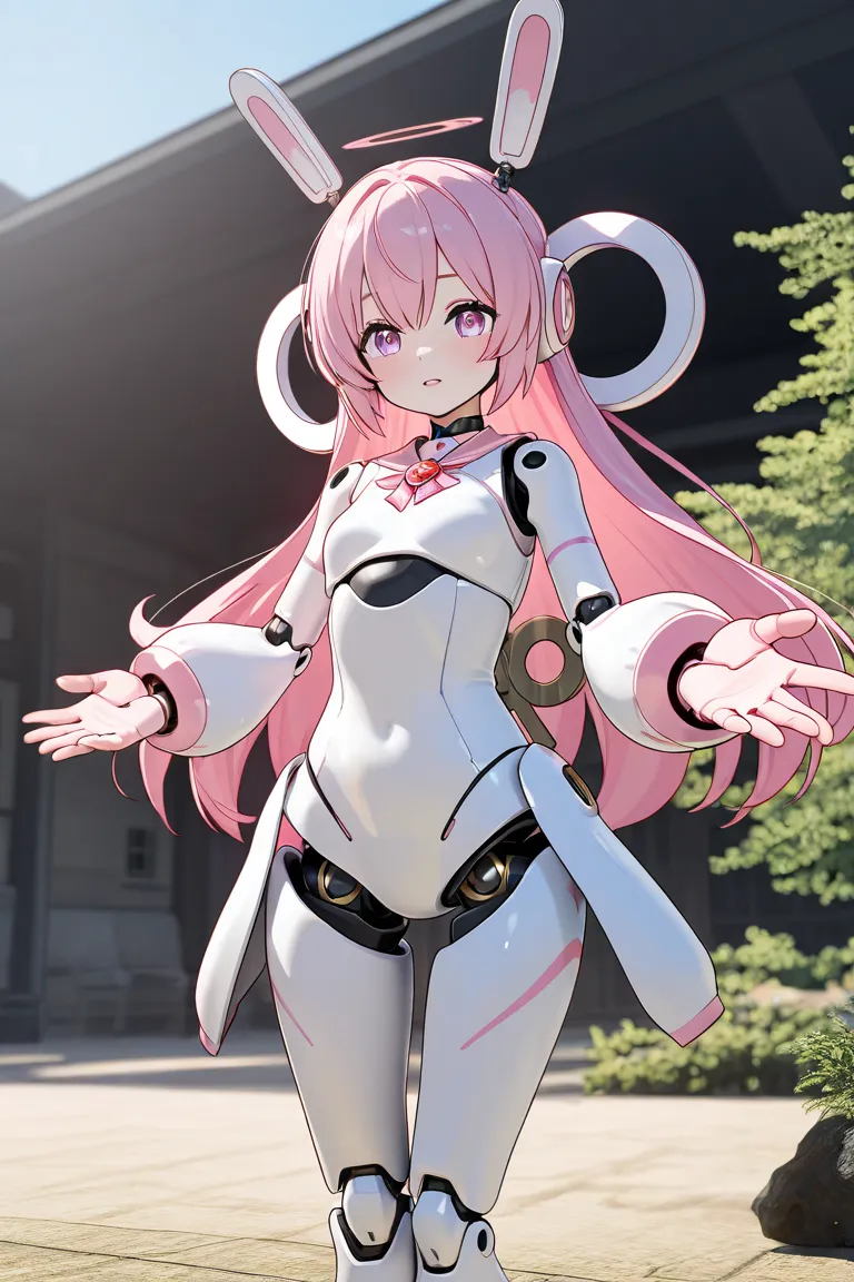 anime style, 1girl, younger female, voluptuous, humanoid robot, doll joints, winding key, mecha musume, perfect hands, 3d, high resolution, high quality, hd,  