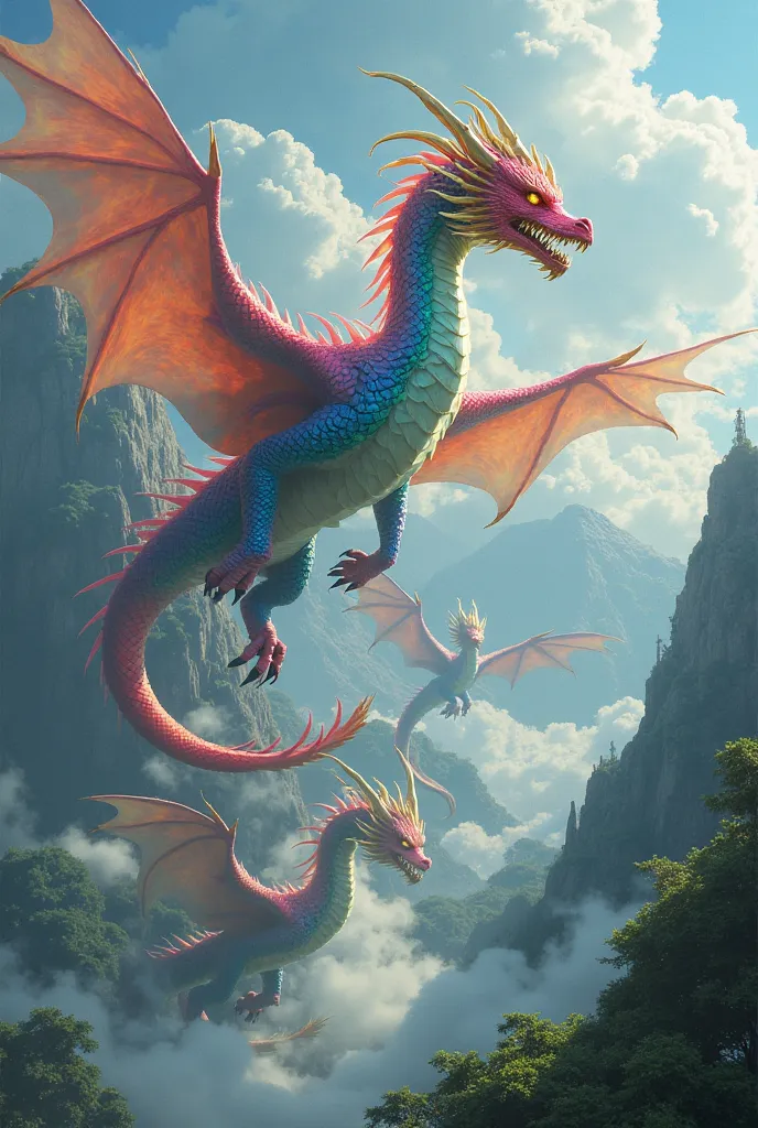 Dragons of various colors 