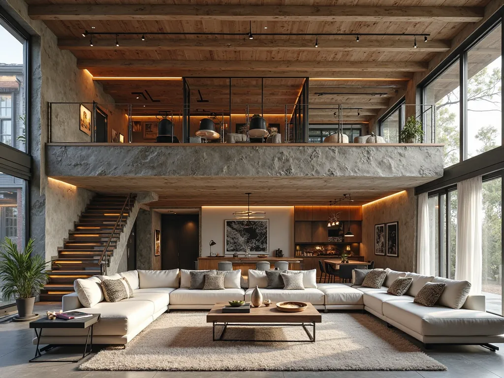 random-style home interior featuring a mezzanine level. 