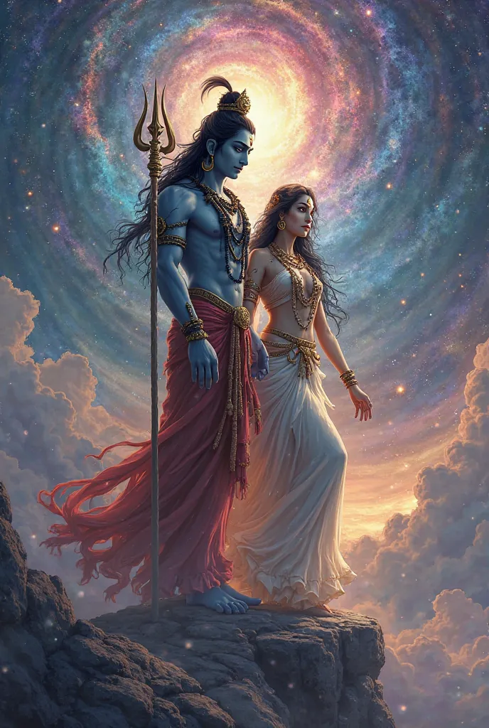 Lord shiva with Parvati and Galaxy 