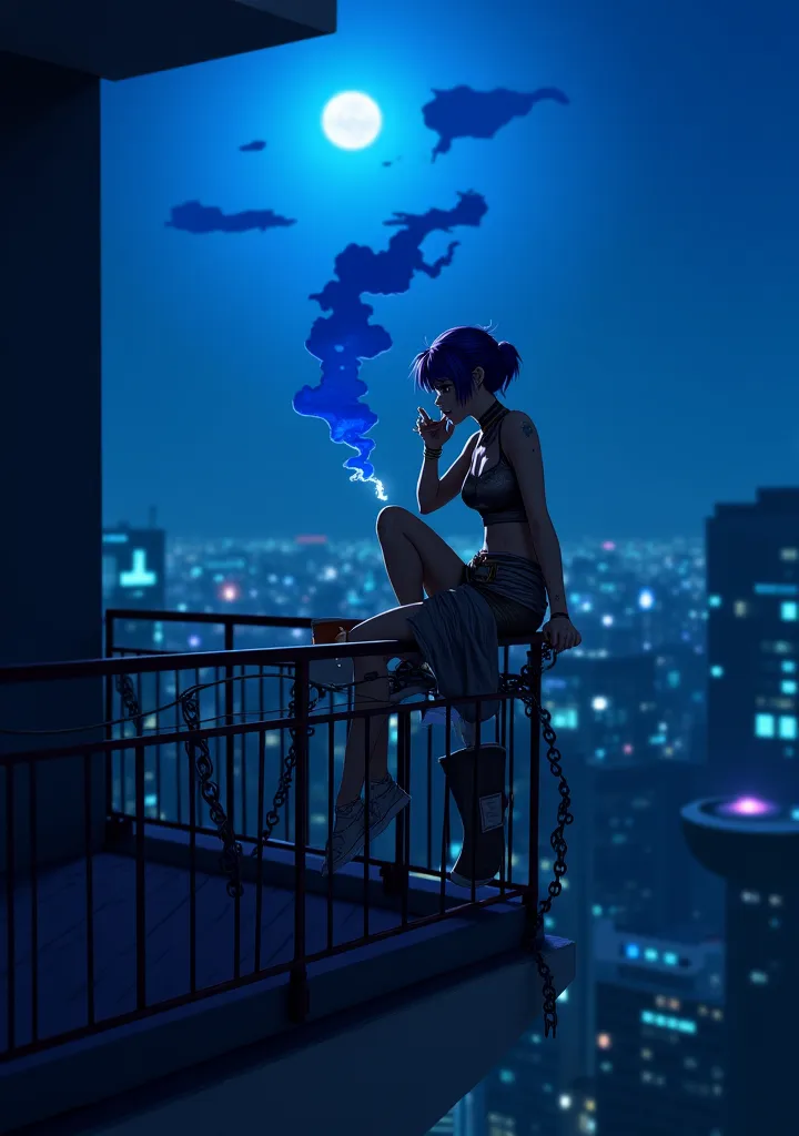 You have Jinx sitting on the balcony in the dark of the night 