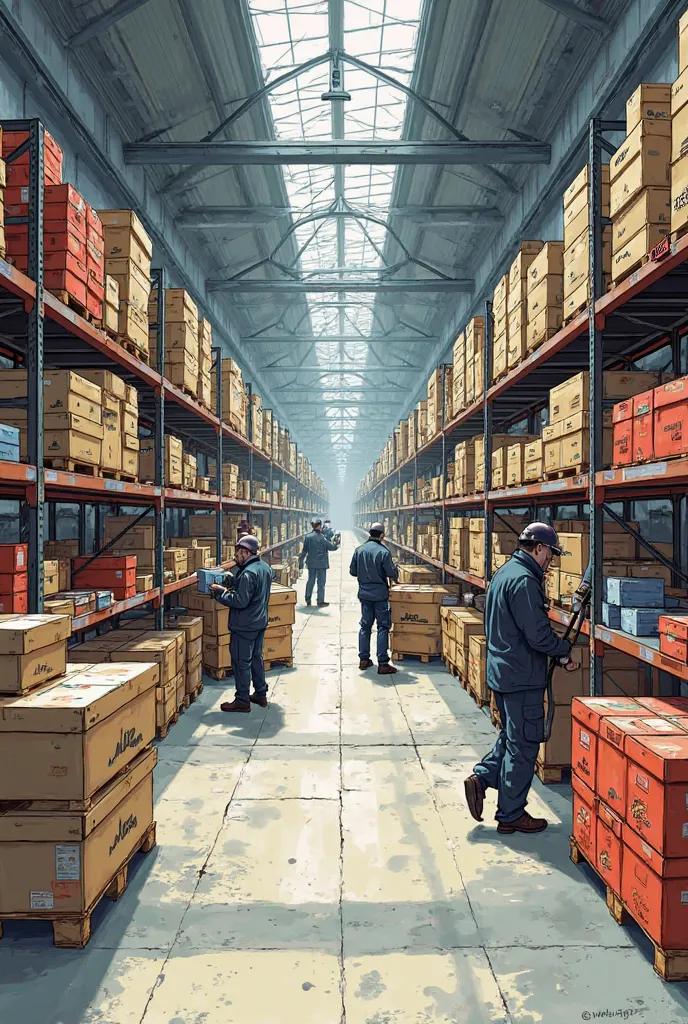 A sketch of the warehouse of a company that is responsible for the distribution and logistics of footwear 