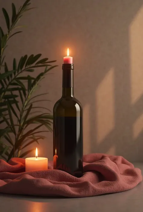 Place the candle on top of the wine bottle, so that it is exposed and easy to light.