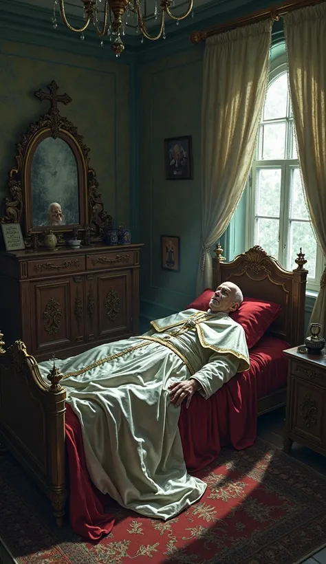 create the image of a dead pope inside your room