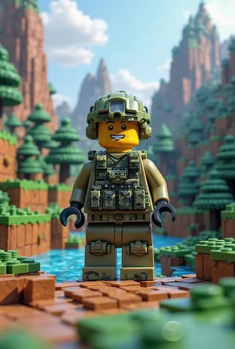 LEGO style Steve，US Soldier Equipment，Minecraft Style Scenes 