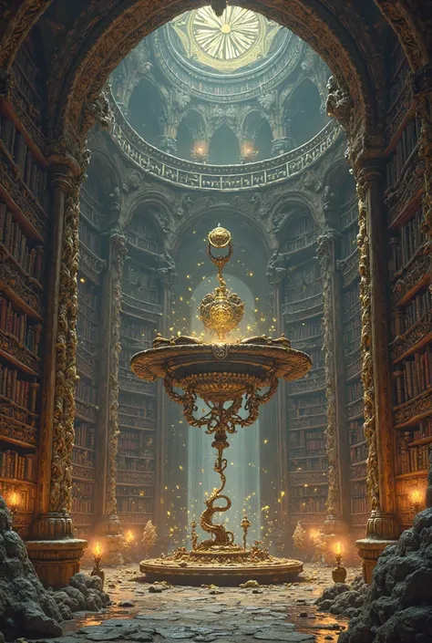 The Ancient Library

At the heart of Eldoria lies the legendary Ancient Library, a sanctum of boundless wisdom suspended in the core of the floating fortress. The entrance is guarded by an arcane barrier, shimmering with golden glyphs that twist and shift ...