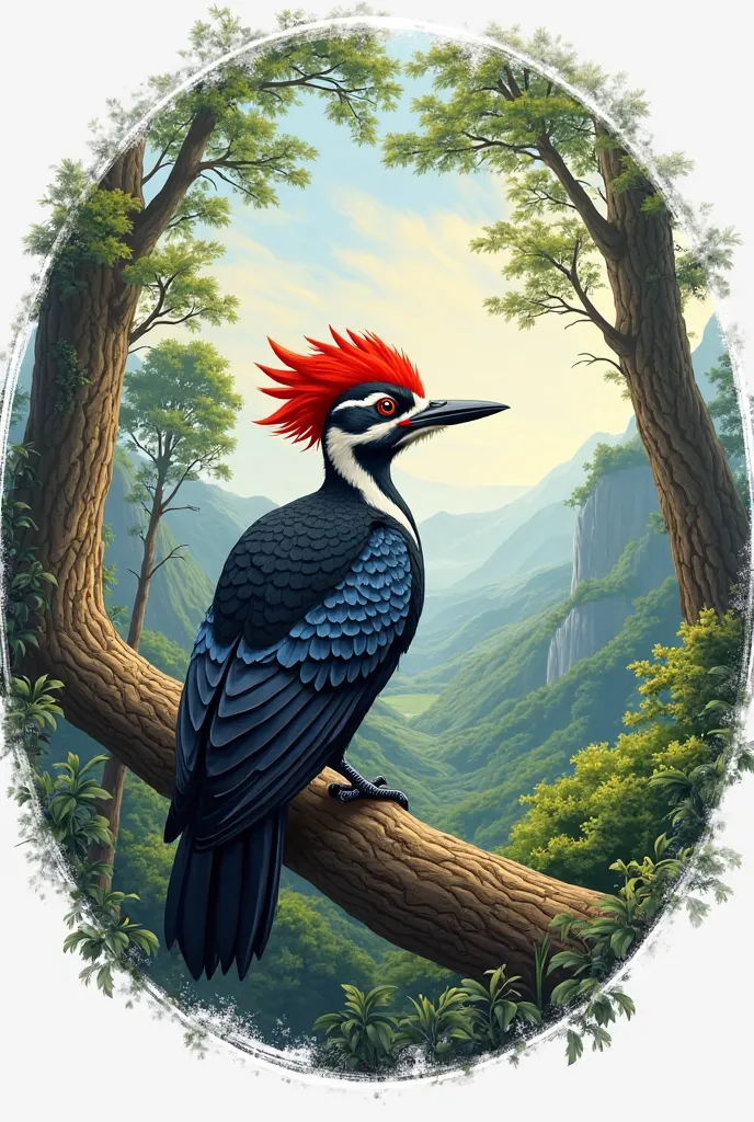 Woodpecker in a valley for round logo