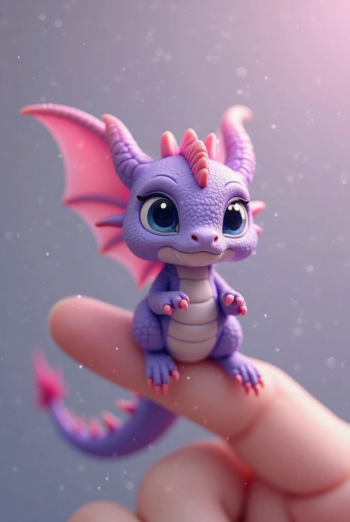  A small purple dragon is gripping your finger、 A bright little dragon holding a smartphone sitting on your finger、 Pastel colorsの七色の毛のかわいいドラゴン、 hair 、The hairs on my body  、 ตาโตcute 、 cute 、novel、แท้TRUE、sporty、 my hands are resting on my fingers 、  Past...