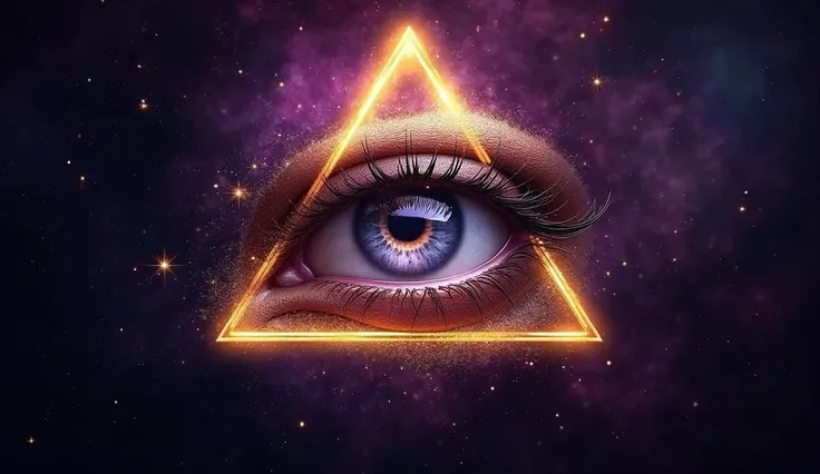  Create a strong visual symbol: an eye inside a golden triangle, that recalls images associated with the symbology of "All-seeing eye" or of freemasonry/illuminati.
The eye has brilliant details and a three-dimensional effect that gives it a mystical and e...