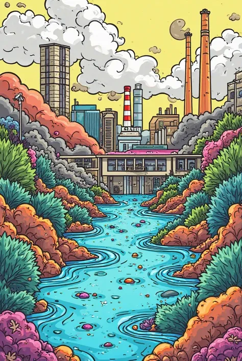 Images in coloring format about pollution and wastewater 