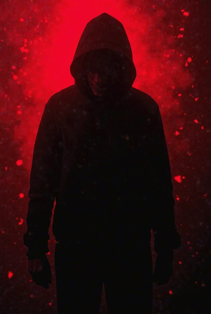 A mysterious image for a TikTok profile that exposes digital fraud. The design must be impactful and striking: a dark silhouette of a person with a red and black background, conveying an air of mystery and investigation. The image must have a modern and di...