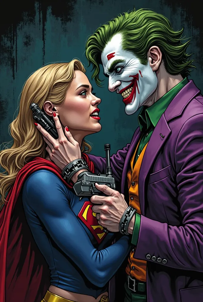 The Joker grins broadly and lets the stun gun slide menacingly along Supergirl's skin. oh, My love , This is just the beginning . I have a lot planned for you! He grabs her by the chin and forces her, looking him in the eye. Do you know, I already have Wai...