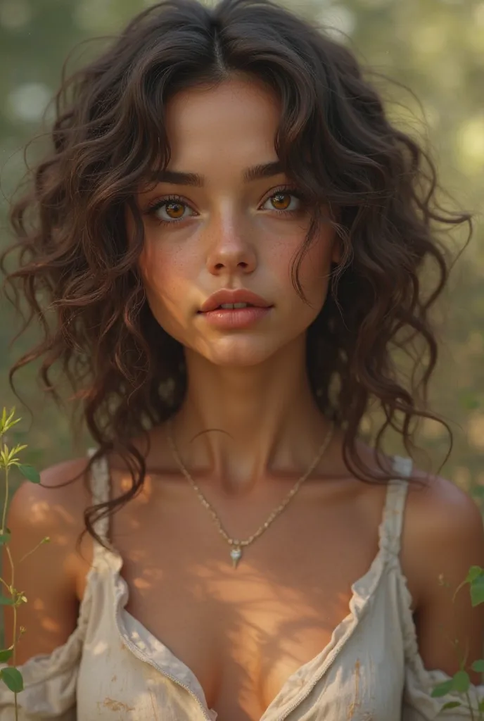 Create a realistic virtual girl for me curly hair brown eyes brown skin