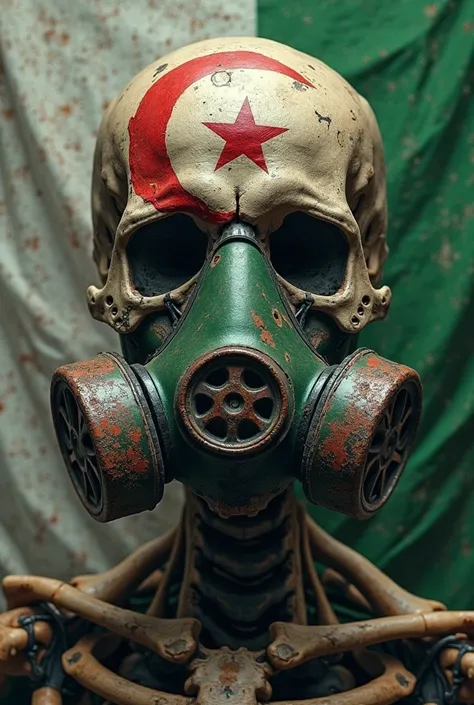 A skull with a gas mask in alliance with an Algerian flag 🇩🇿 