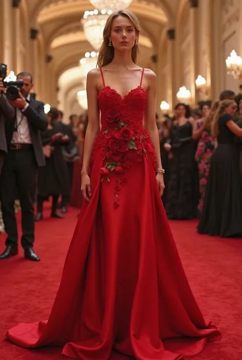 Red Rose Evening Dress at the Met Gala